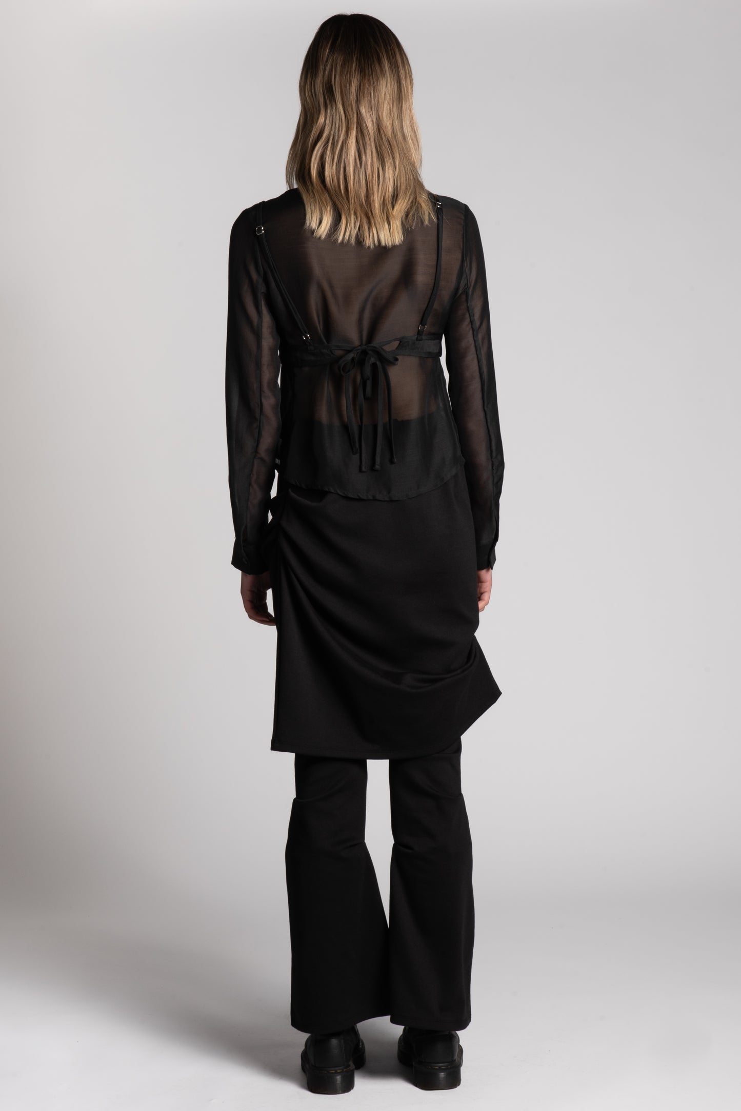 BLACK SKIRT LAYERED PANTS