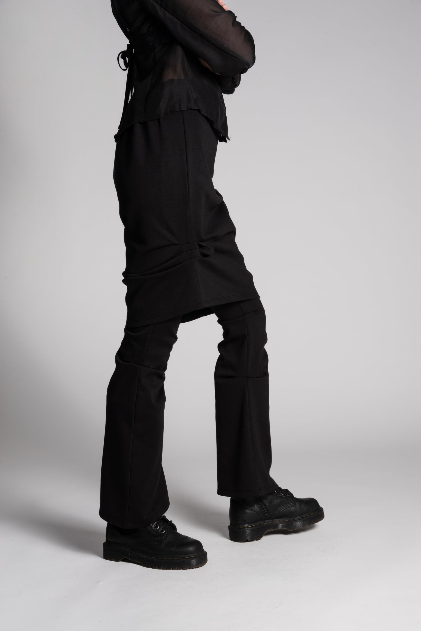 BLACK SKIRT LAYERED PANTS