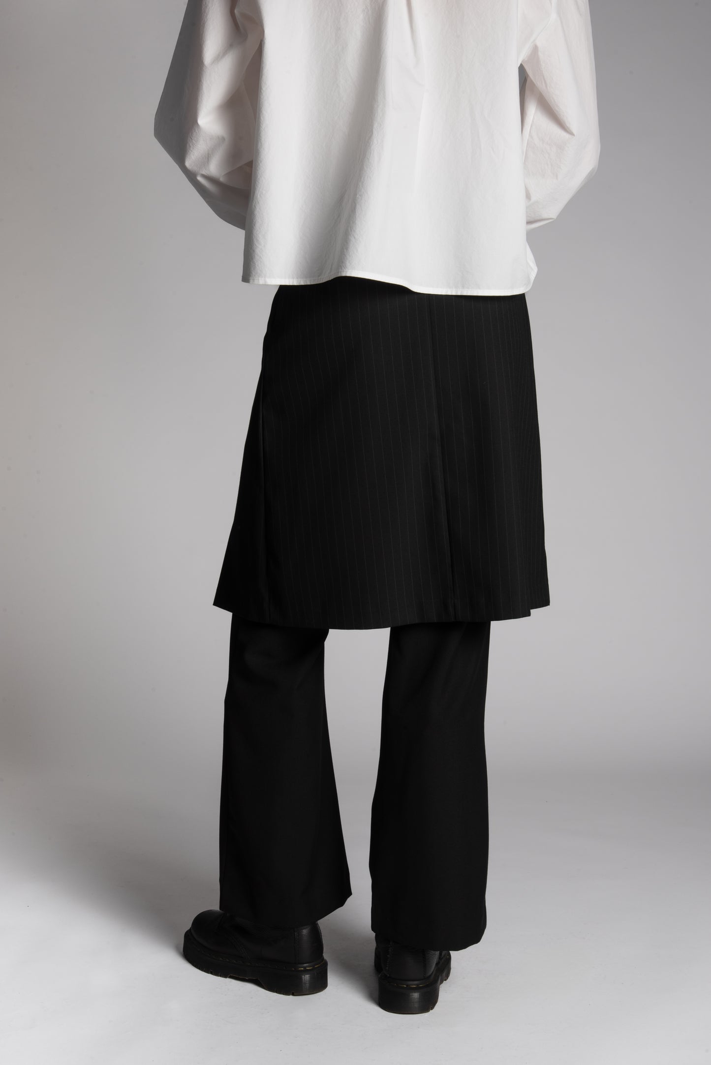 PINSTRIPE SKIRT LAYERED PANTS