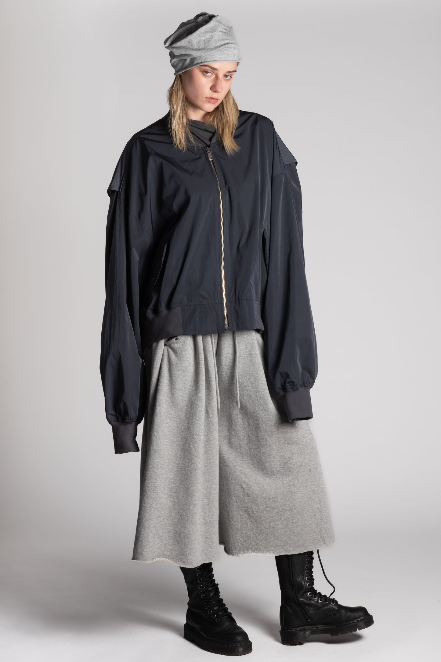 BLACK OVERSIZED ZIP BOMBER JACKET