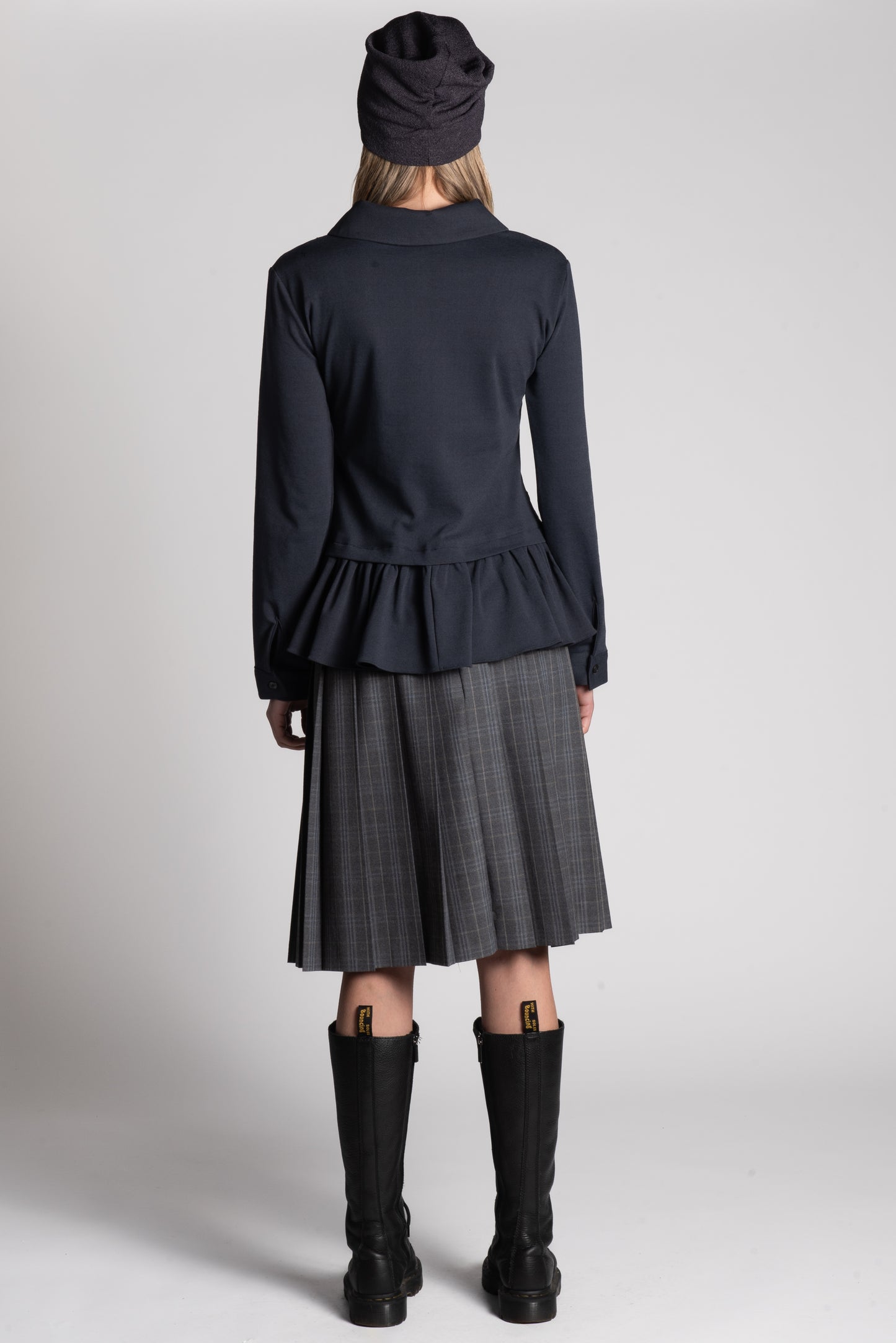 GREY PLEATED CHECK SKIRT