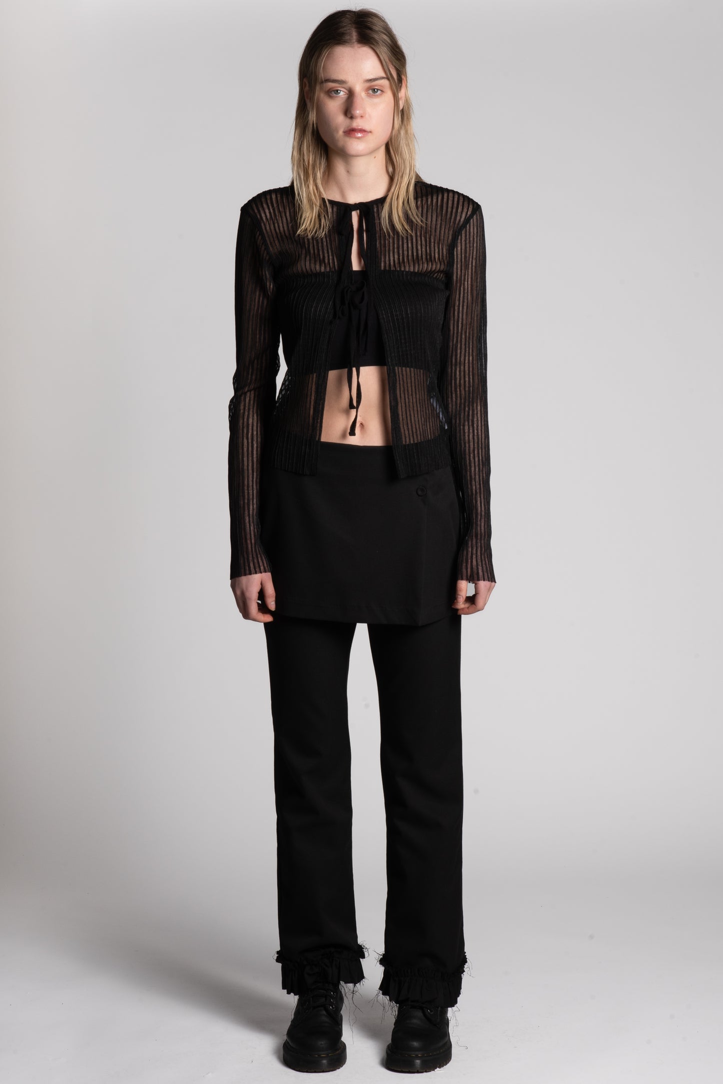 SHEER TIE FRONT CARDIGAN