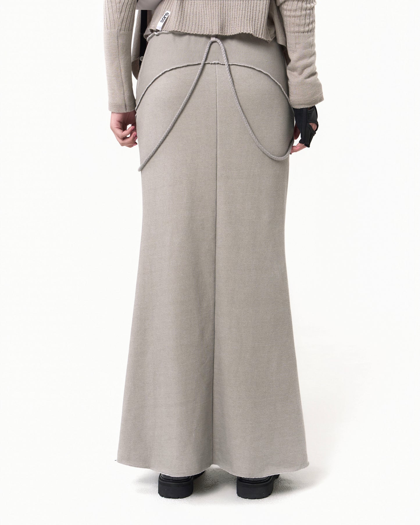 GRAPHIC MERMAID MAXI SKIRT GREY