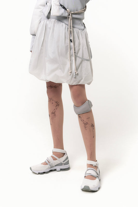REVERSIBLE MIDI PADDED SKIRT GREY