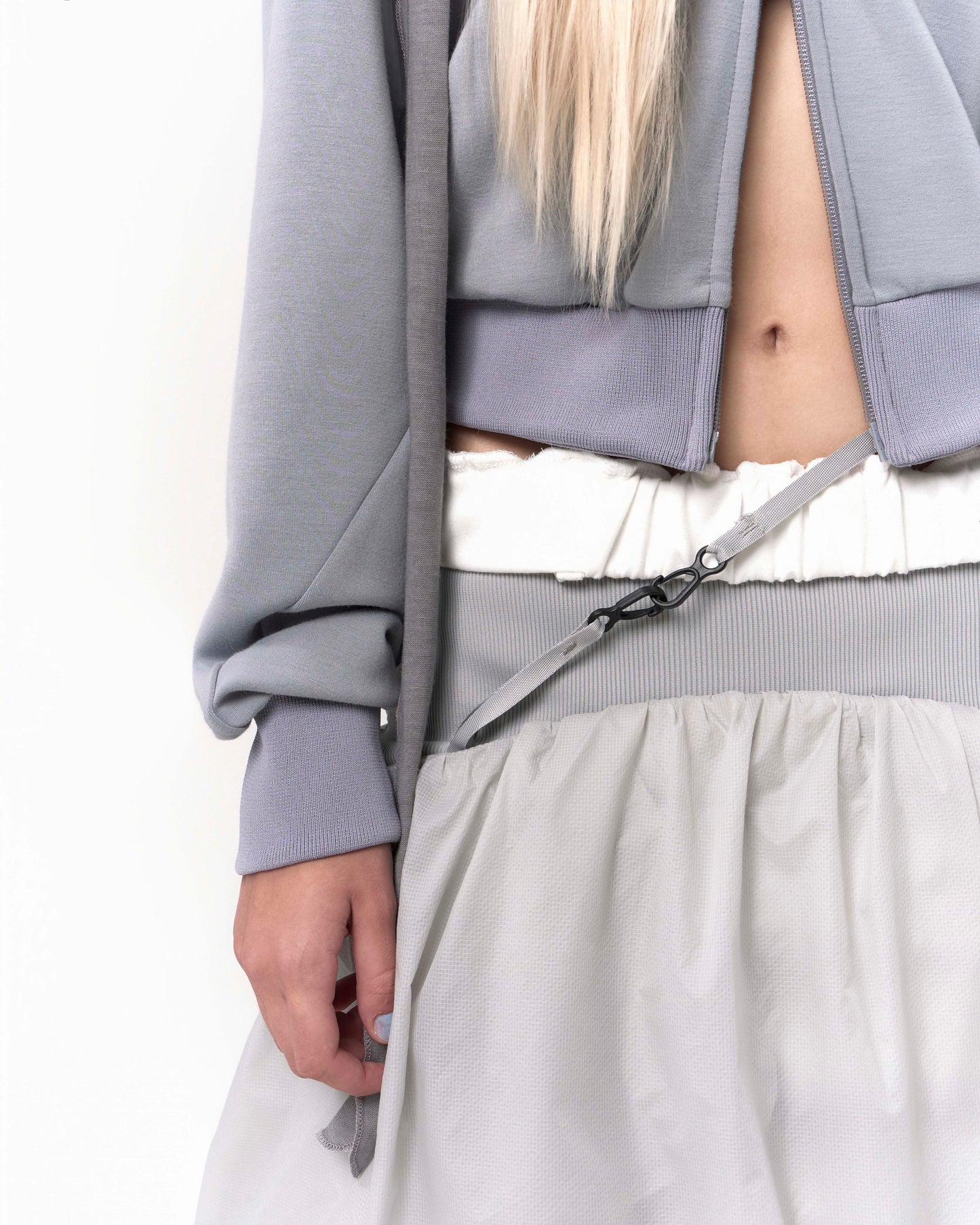 REVERSIBLE MIDI PADDED SKIRT GREY