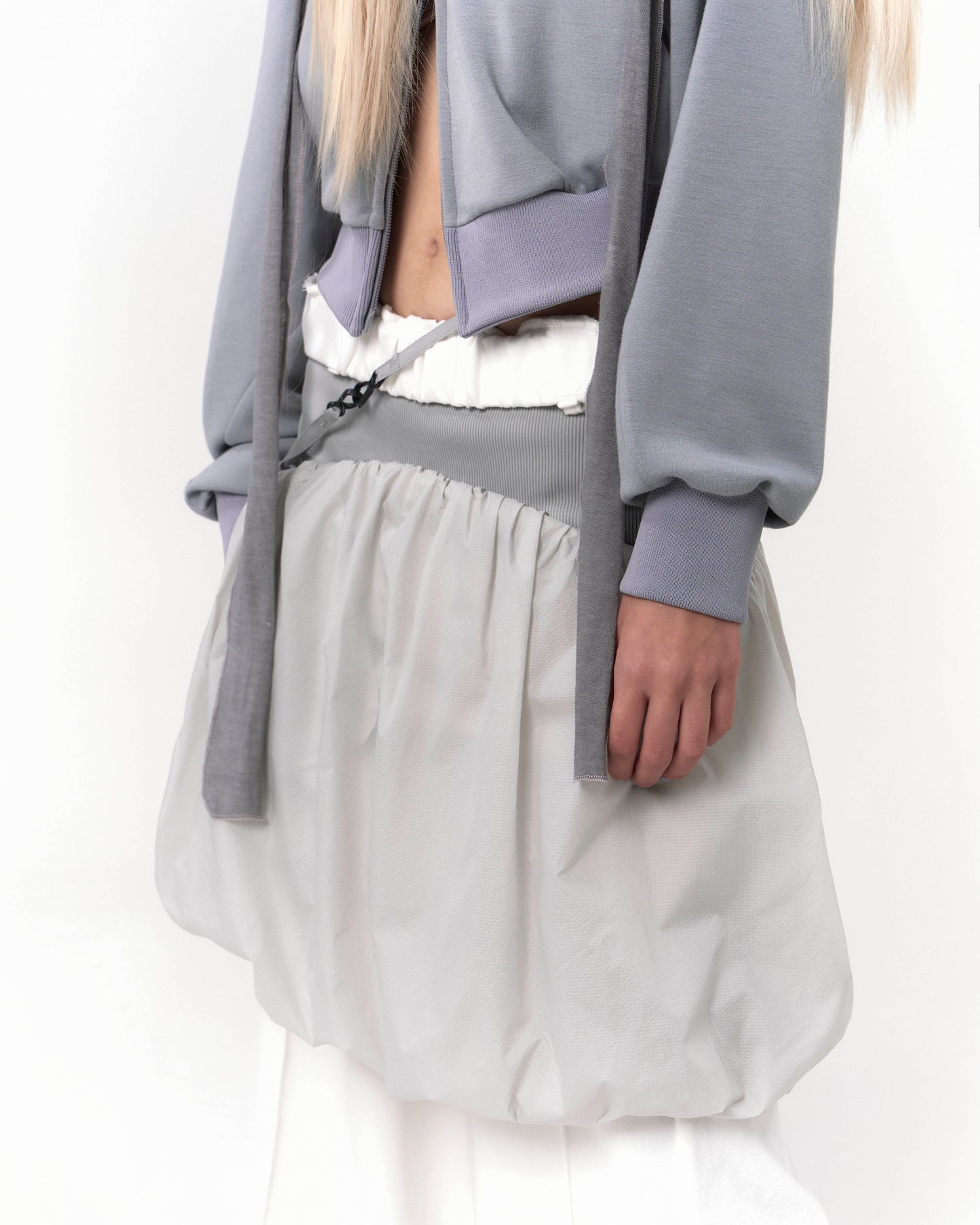 REVERSIBLE MIDI PADDED SKIRT GREY