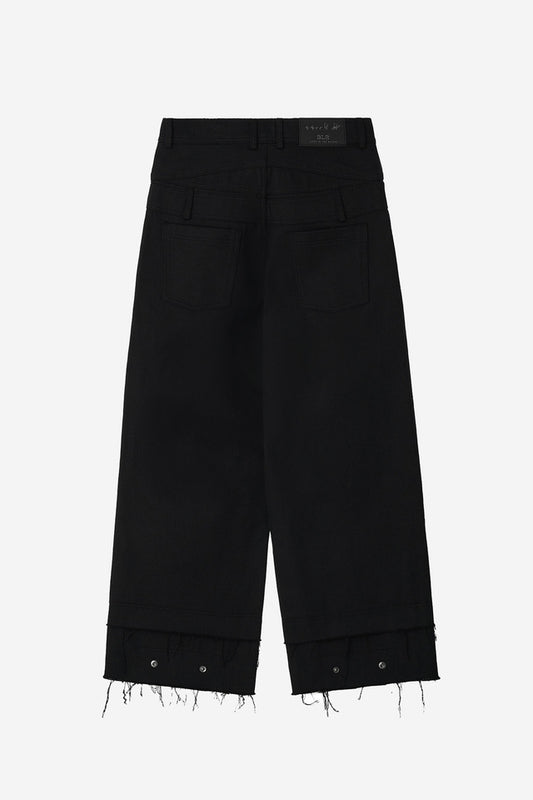 STUCKED BELT WITH LOW DENSITY COTTON AND RAW-EDGED PANTS