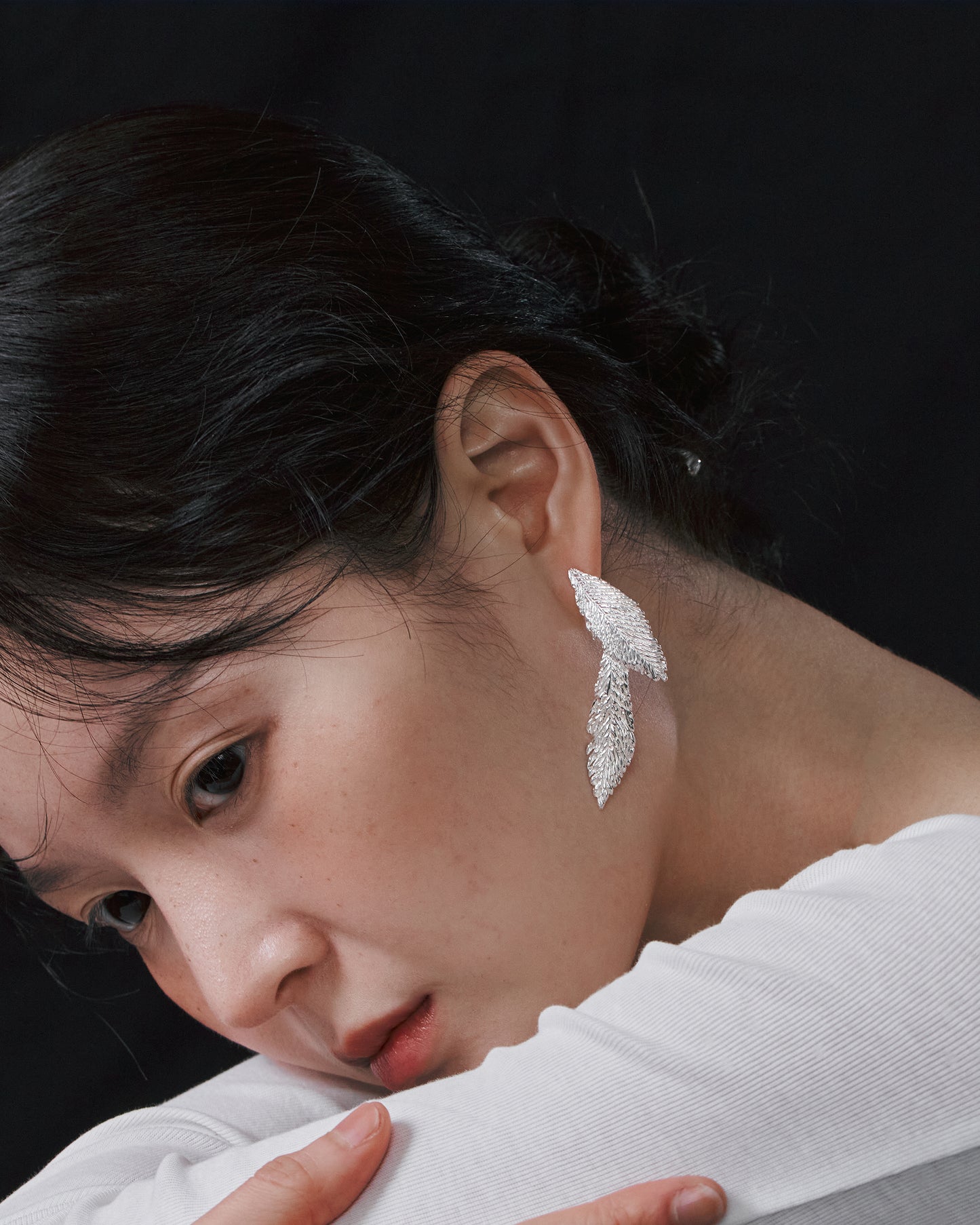 FEATHER EARRING-DOUBLE