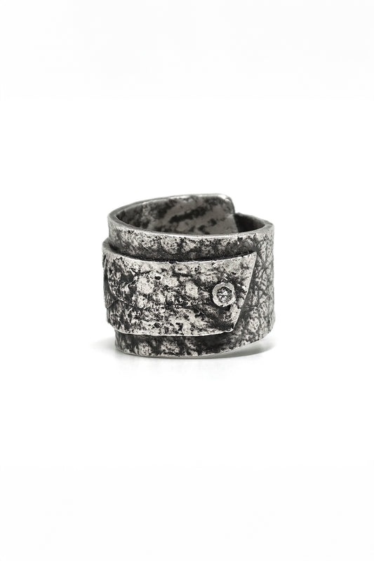 LEATHER WRAP STUD RING + DIAMOND SET