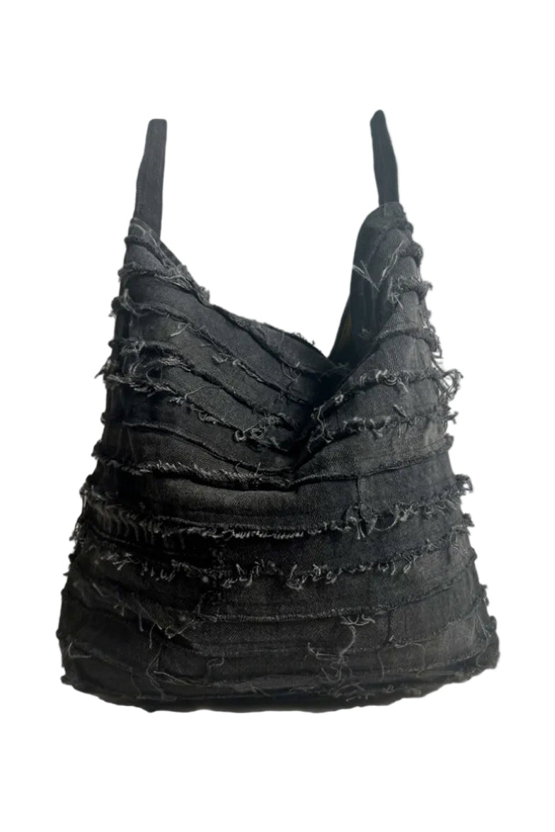 REVERSIBLE SLOUCH DENIM BAG BLACK