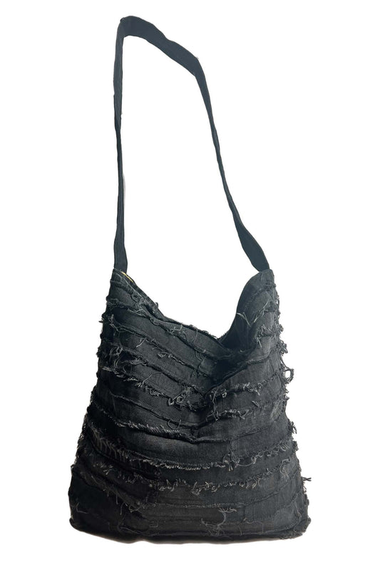 REVERSIBLE SLOUCH DENIM BAG BLACK