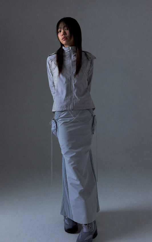 POCKET BAG LONG SKIRT GREY