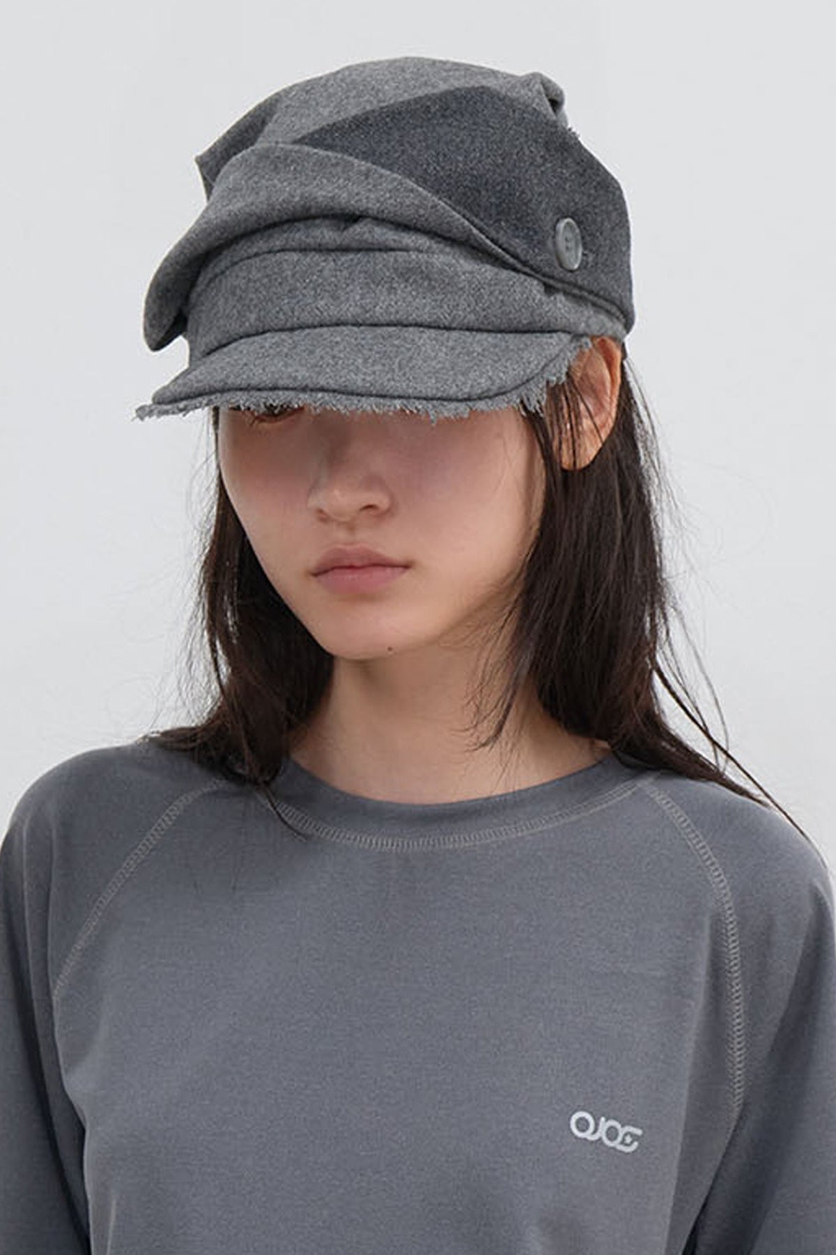 SCARF VEIL WOOL CAP - GREY