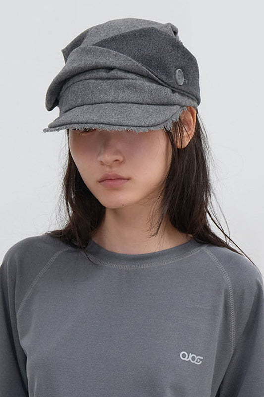 SCARF VEIL WOOL CAP - GREY