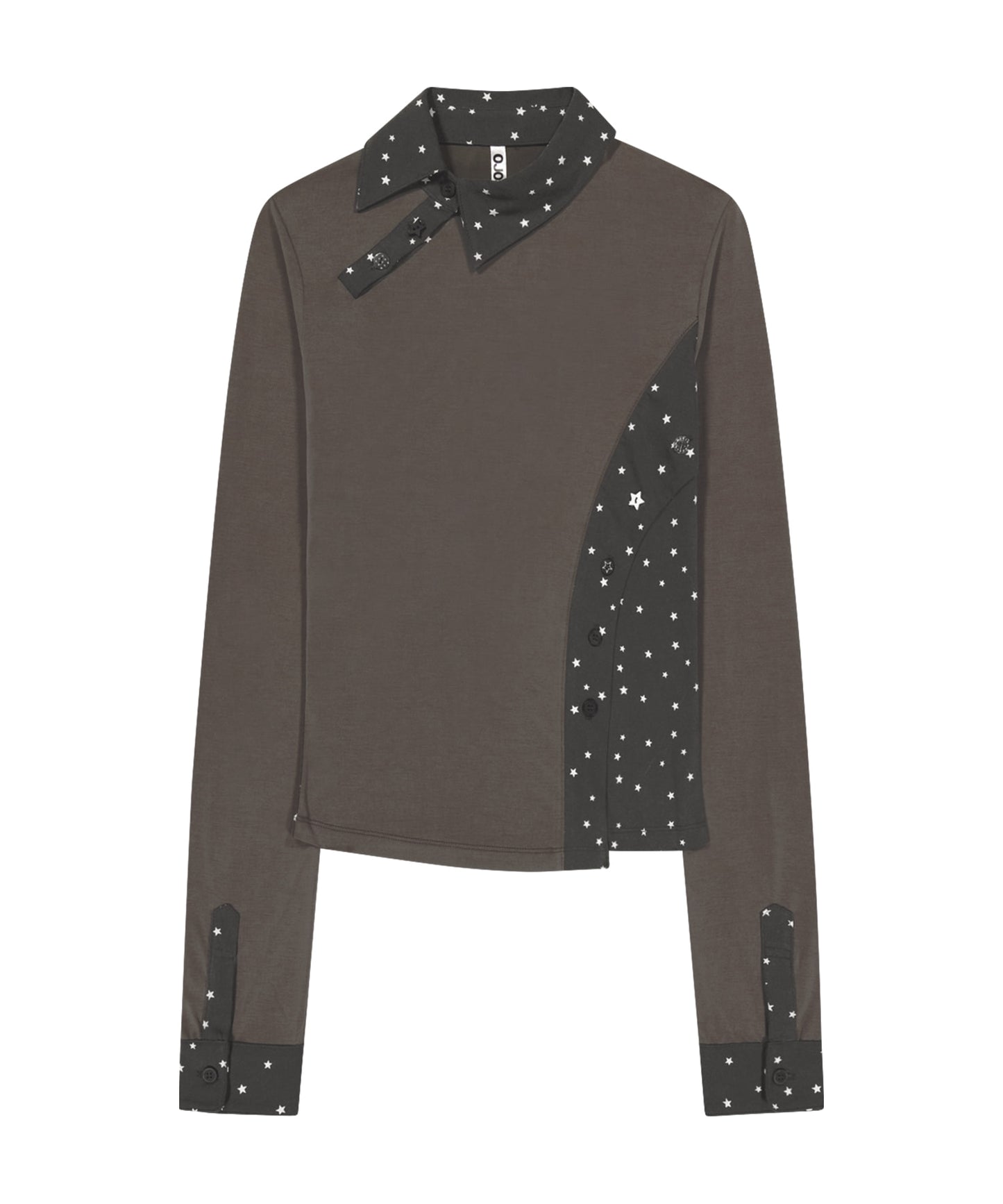 STARCUT JERSEY COLLAR TEE - STONE BROWN