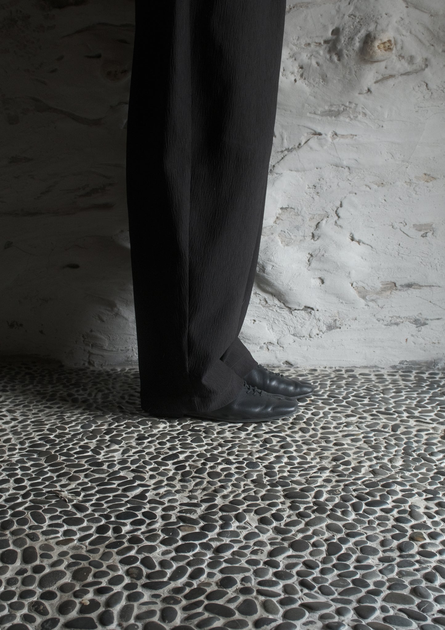 RONIN BLACK LACE UP LEATHER FLATS