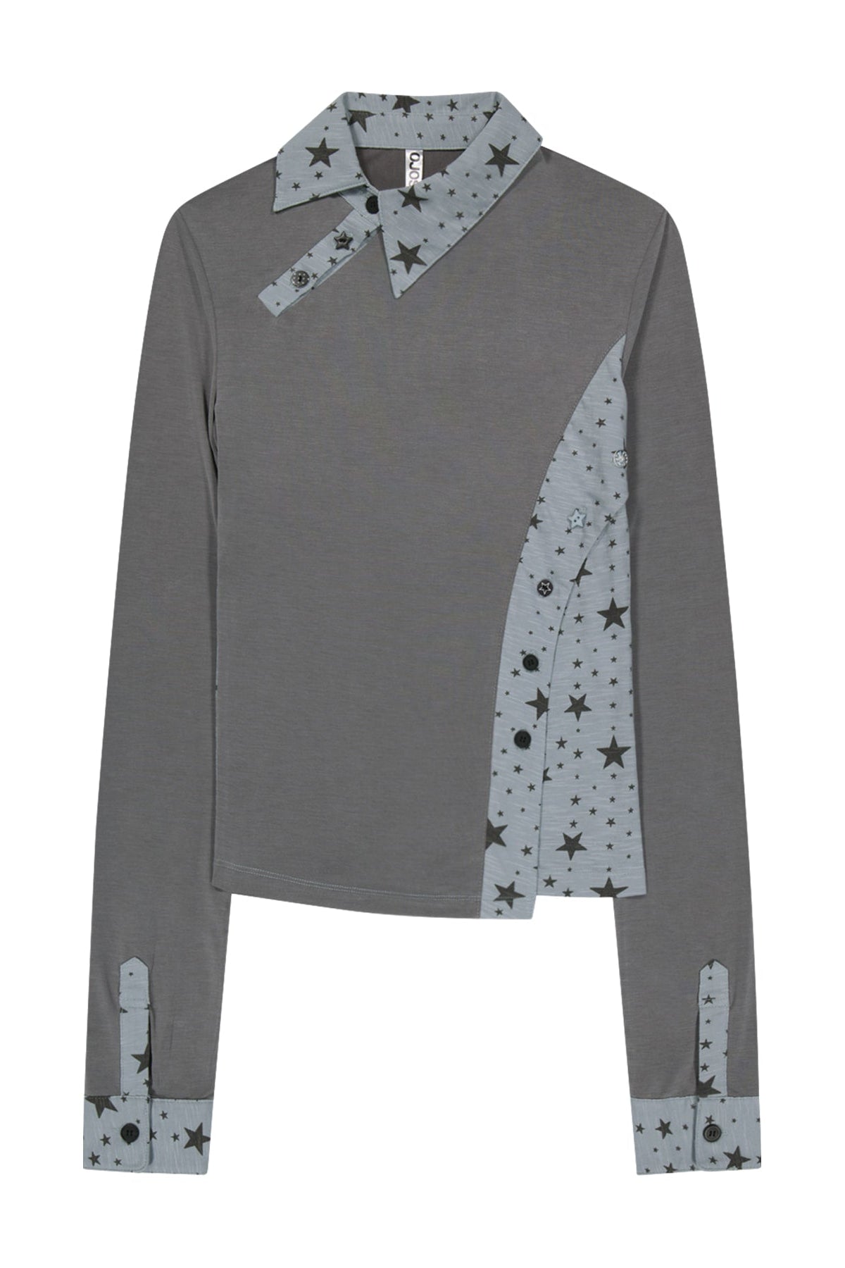 STARCUT JERSEY COLLAR TEE - MINT GREY