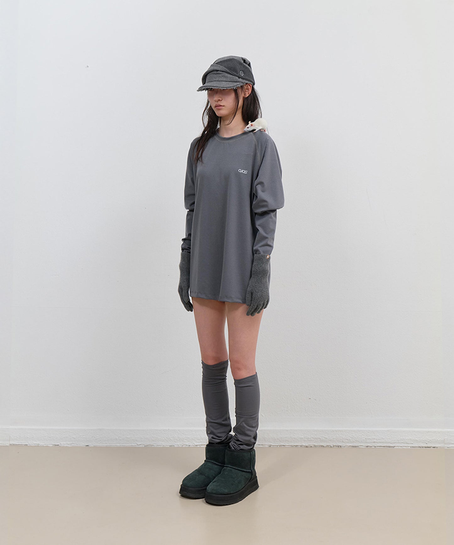 MESH BAND PUFF SLEEVE - CHARCOAL