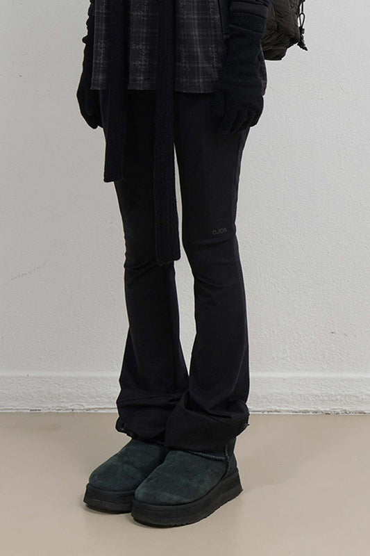 BUTTON SLIT BOOTCUT PANTS - BLACK
