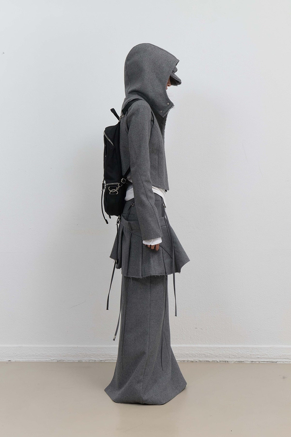 LAYERED WOOL SKIRT - GREY