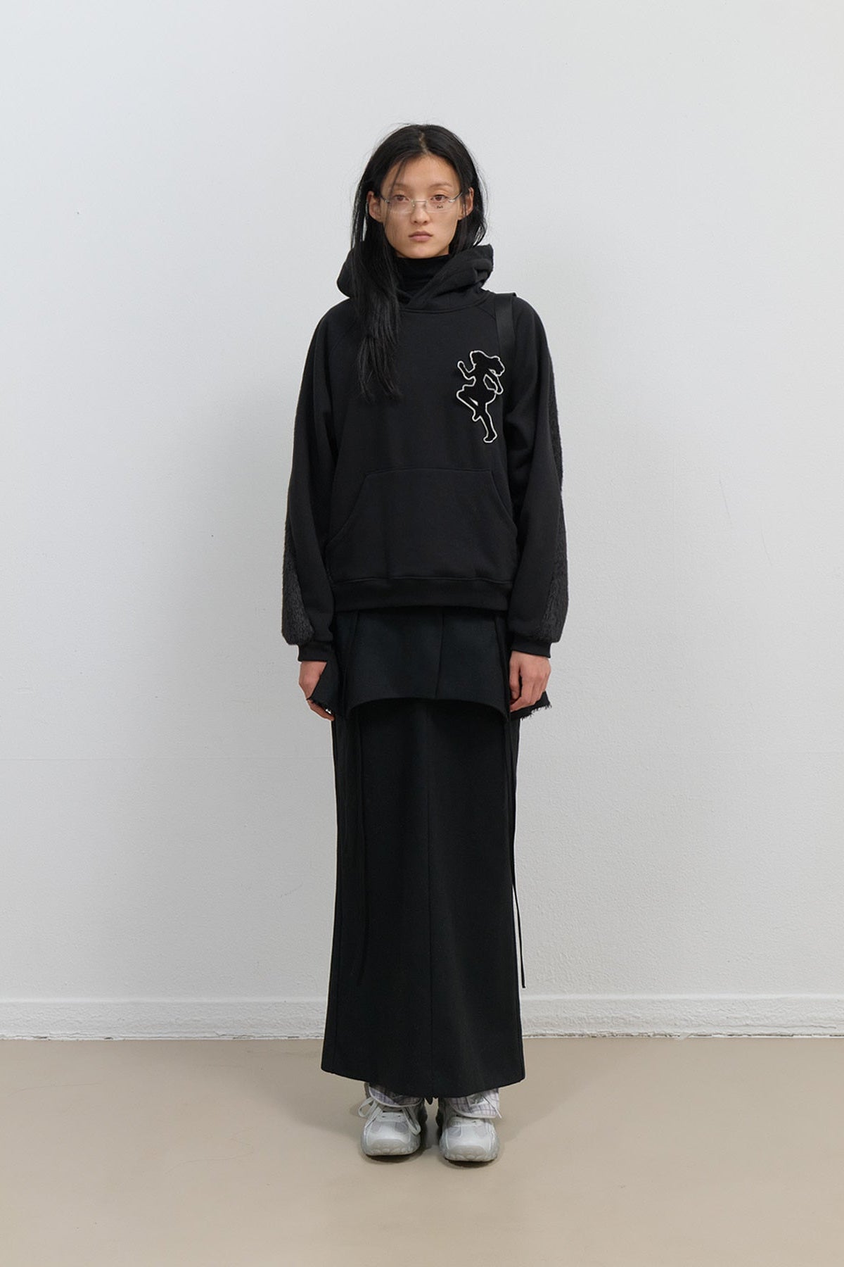 LAYERED WOOL SKIRT - BLACK
