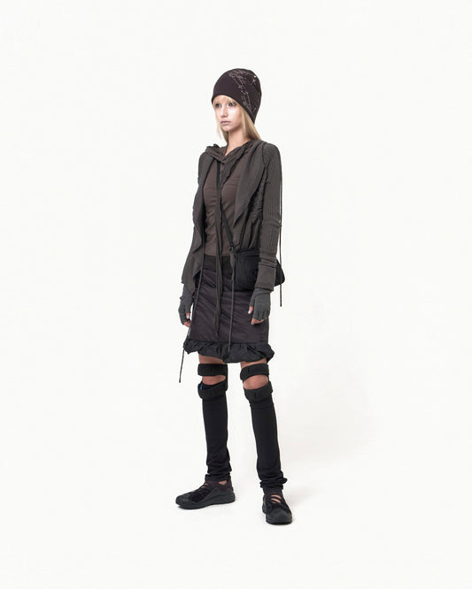REVERSIBLE MIDI PADDED SKIRT BLACK