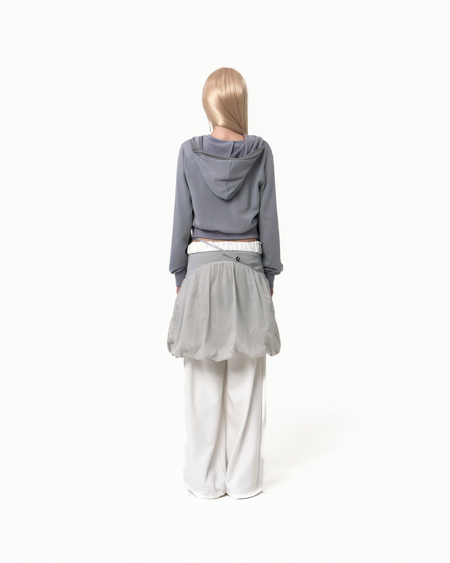 REVERSIBLE MIDI PADDED SKIRT GREY