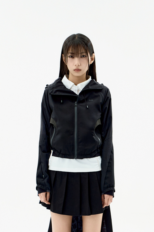OJOS PANELED CROP SHELL JACKET BLACK