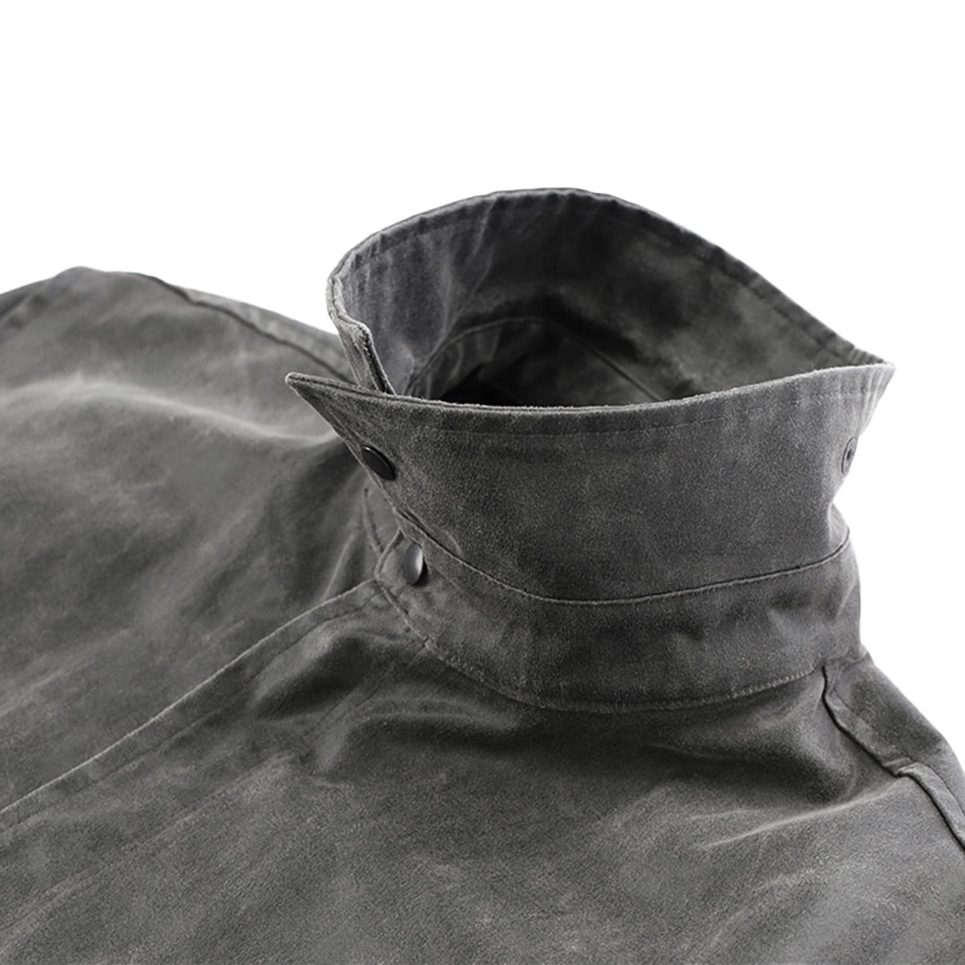 PANEL COLLAR FIELD COAT_VER IMBALANCE (WASHED LEATHER)