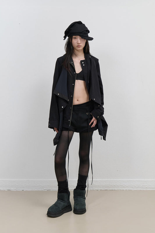 MICRO WOOL SHORTS - BLACK