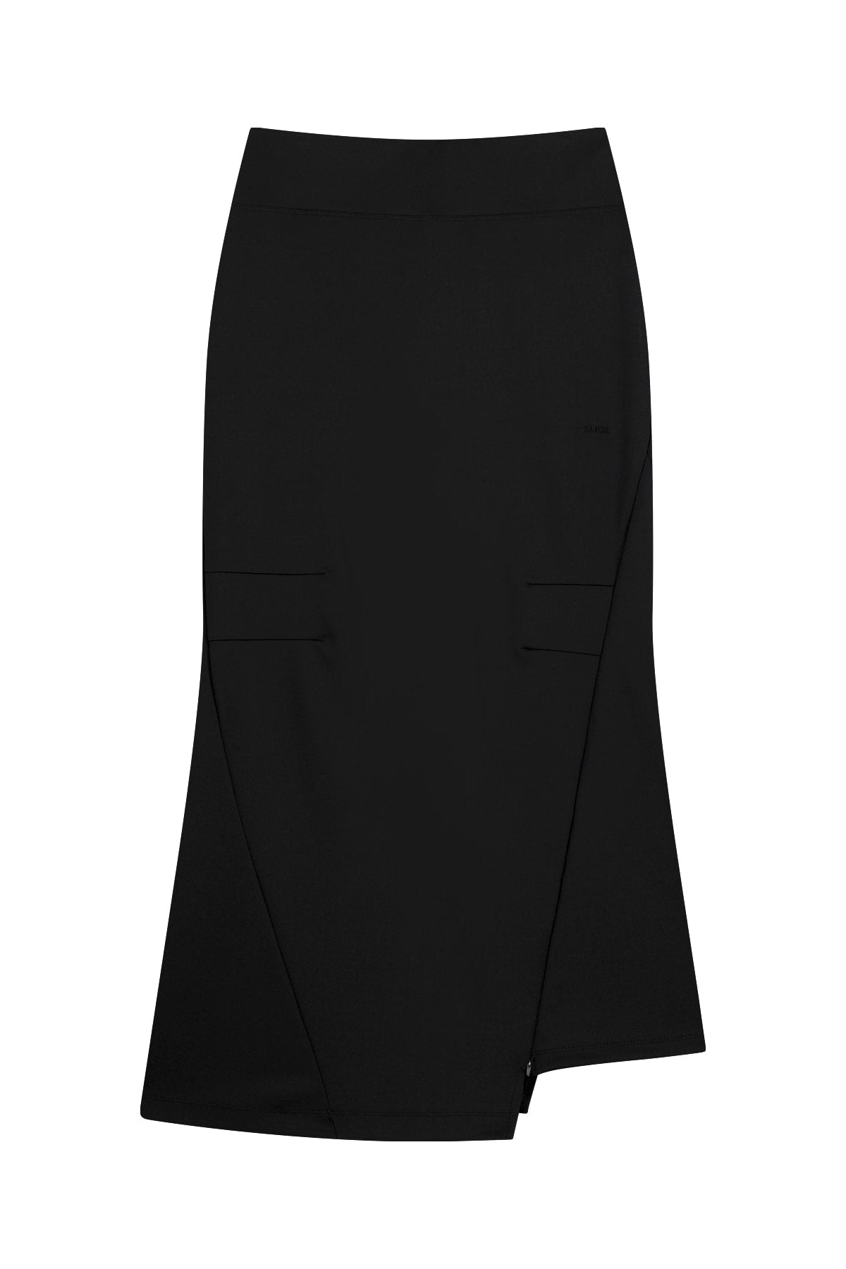 ASYMMETRIC MERMAID JERSEY SKIRT - BLACK
