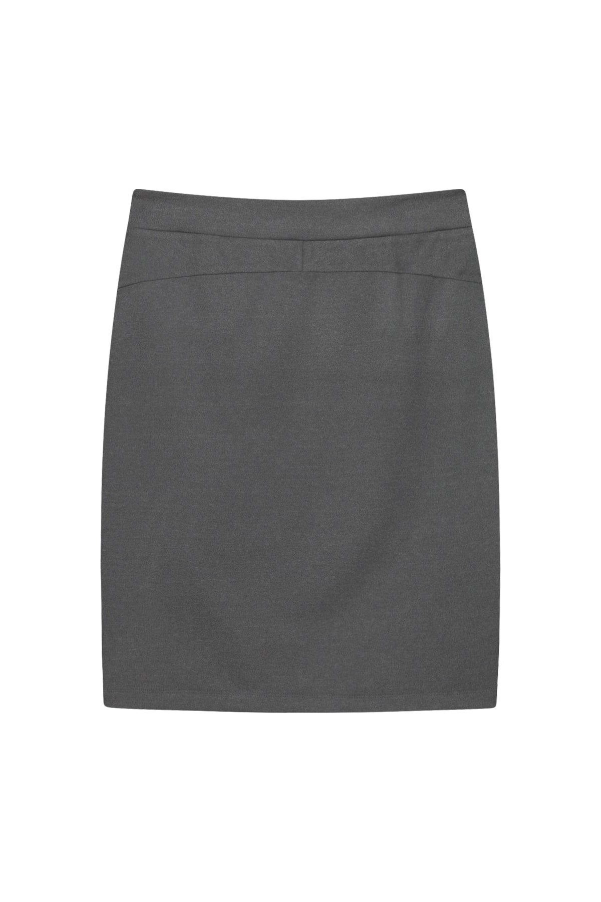 BUTTON SLIT MIDI SKIRT - GREY