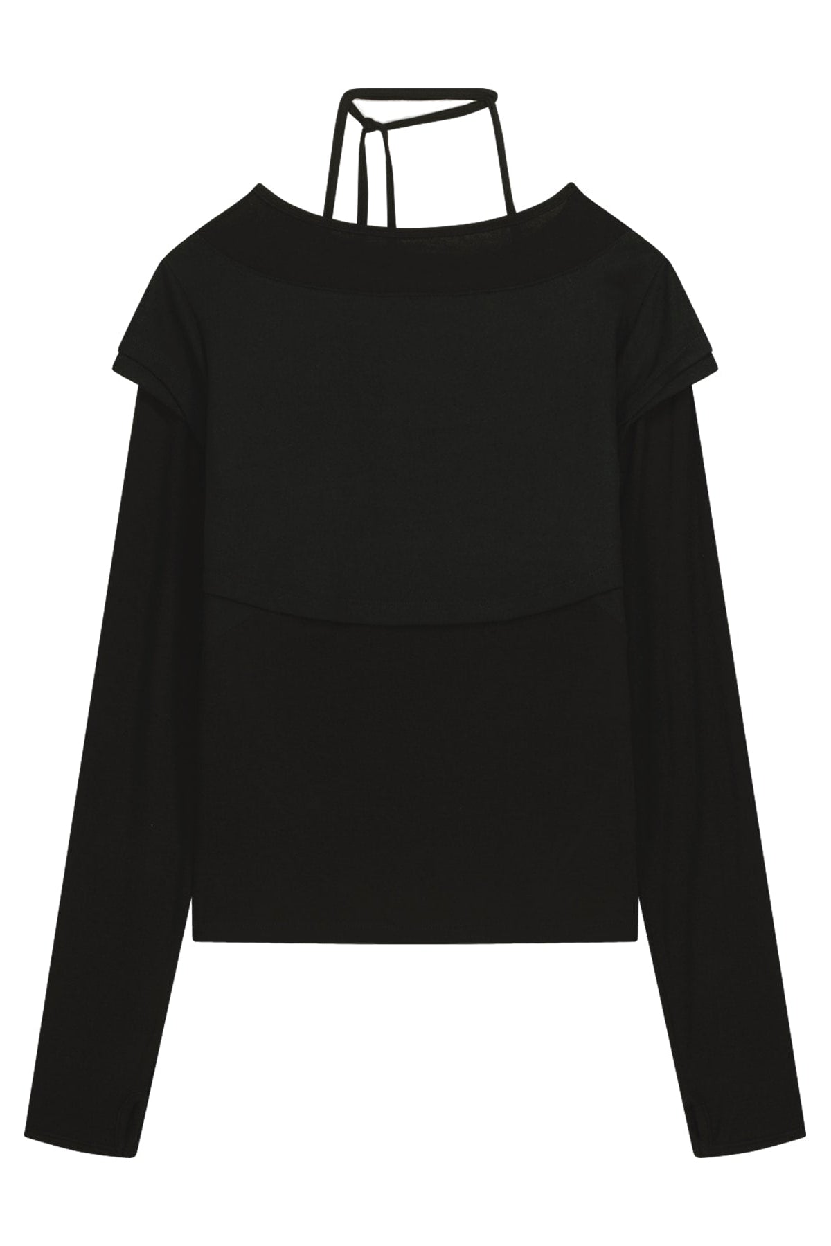 HALTER STRAP LONG SLEEVE - BLACK
