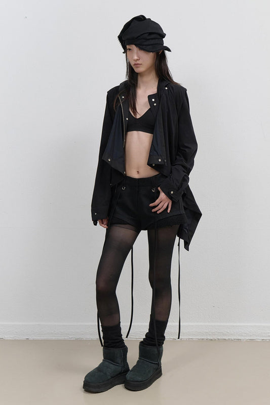 MICRO WOOL SHORTS - BLACK