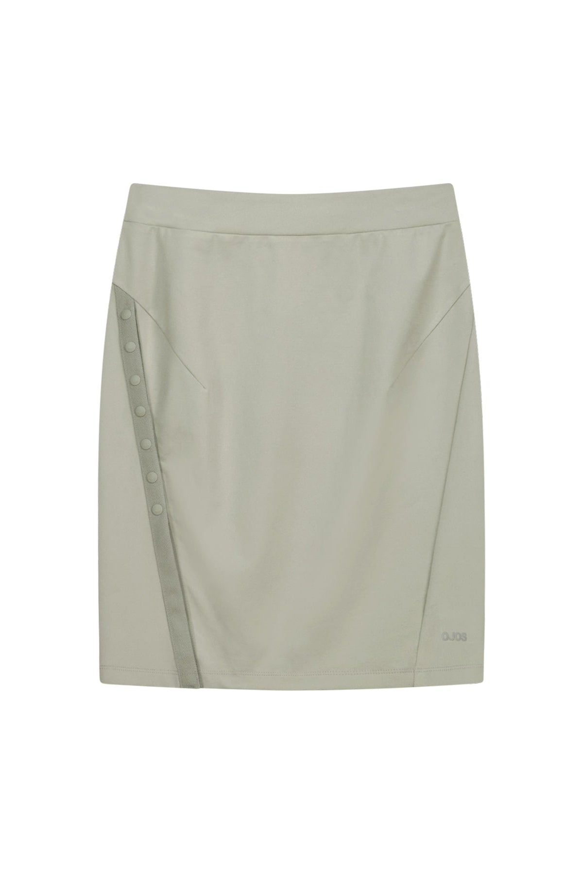 BUTTON SLIT MIDI SKIRT - MINT GREY