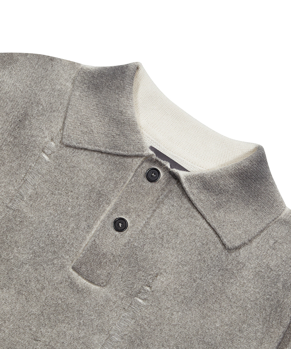 SPRAY DAMAGED POLO KNIT GREY