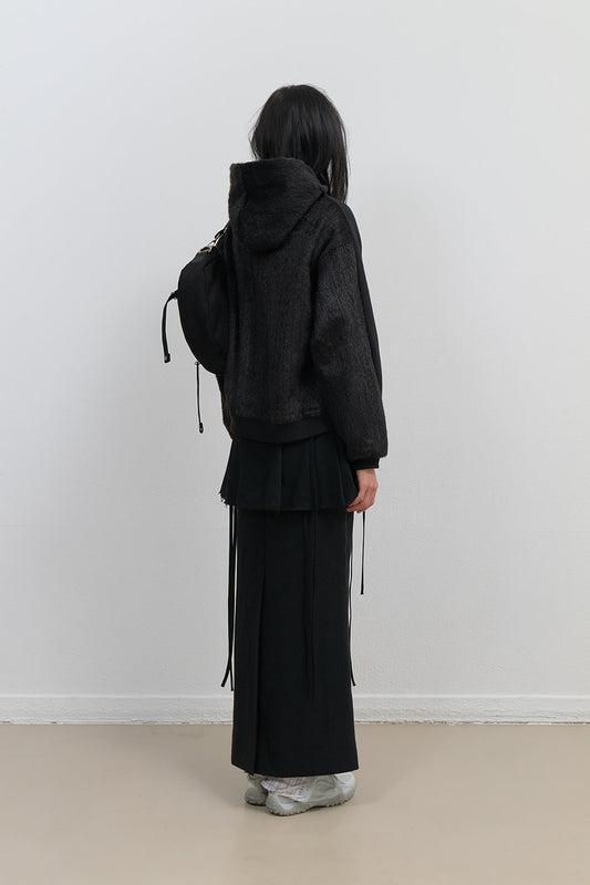 KNIT BACK HOODIE - BLACK