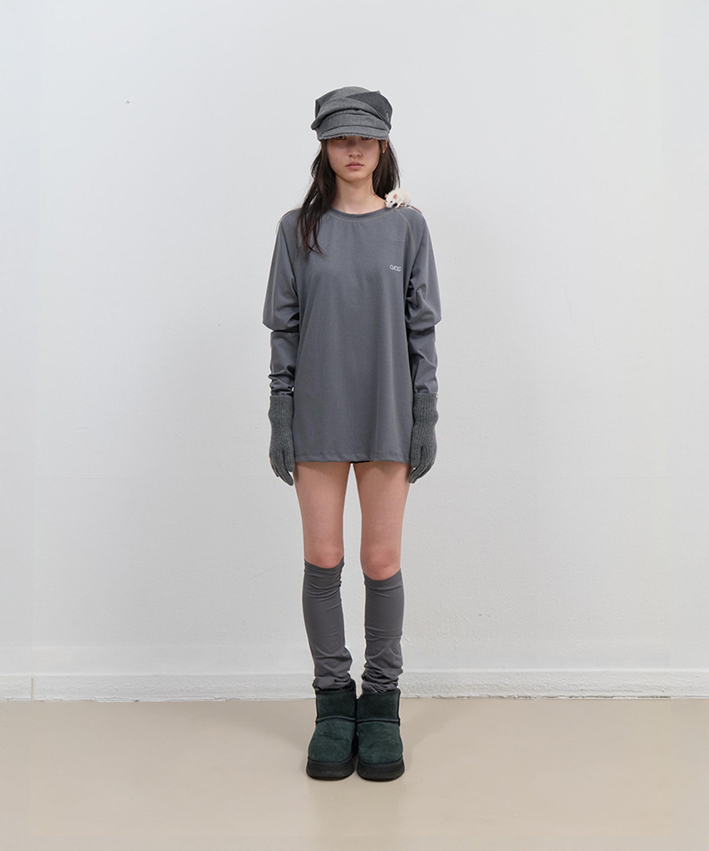 MESH BAND PUFF SLEEVE - CHARCOAL
