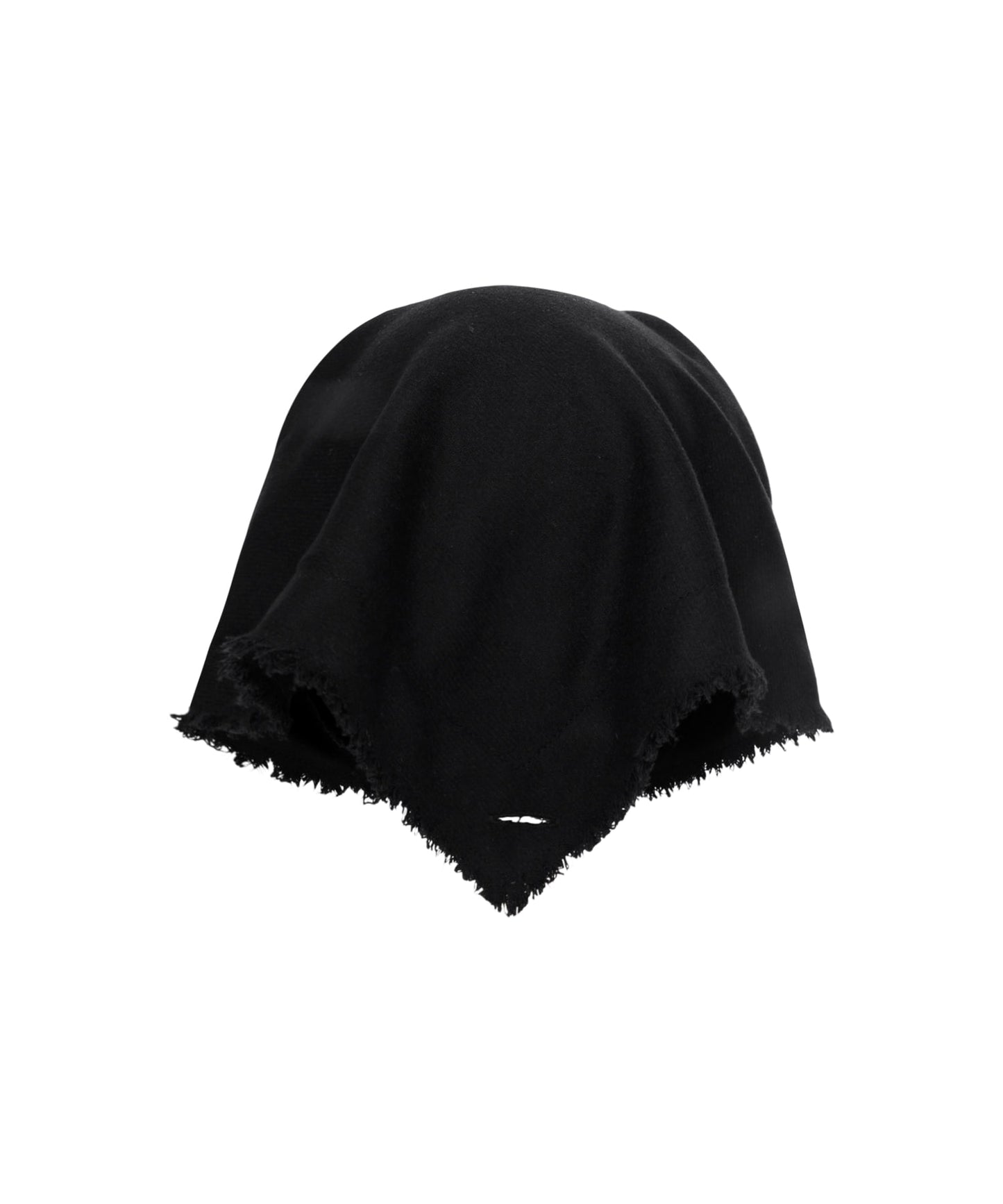 SCARF VEIL WOOL CAP - BLACK