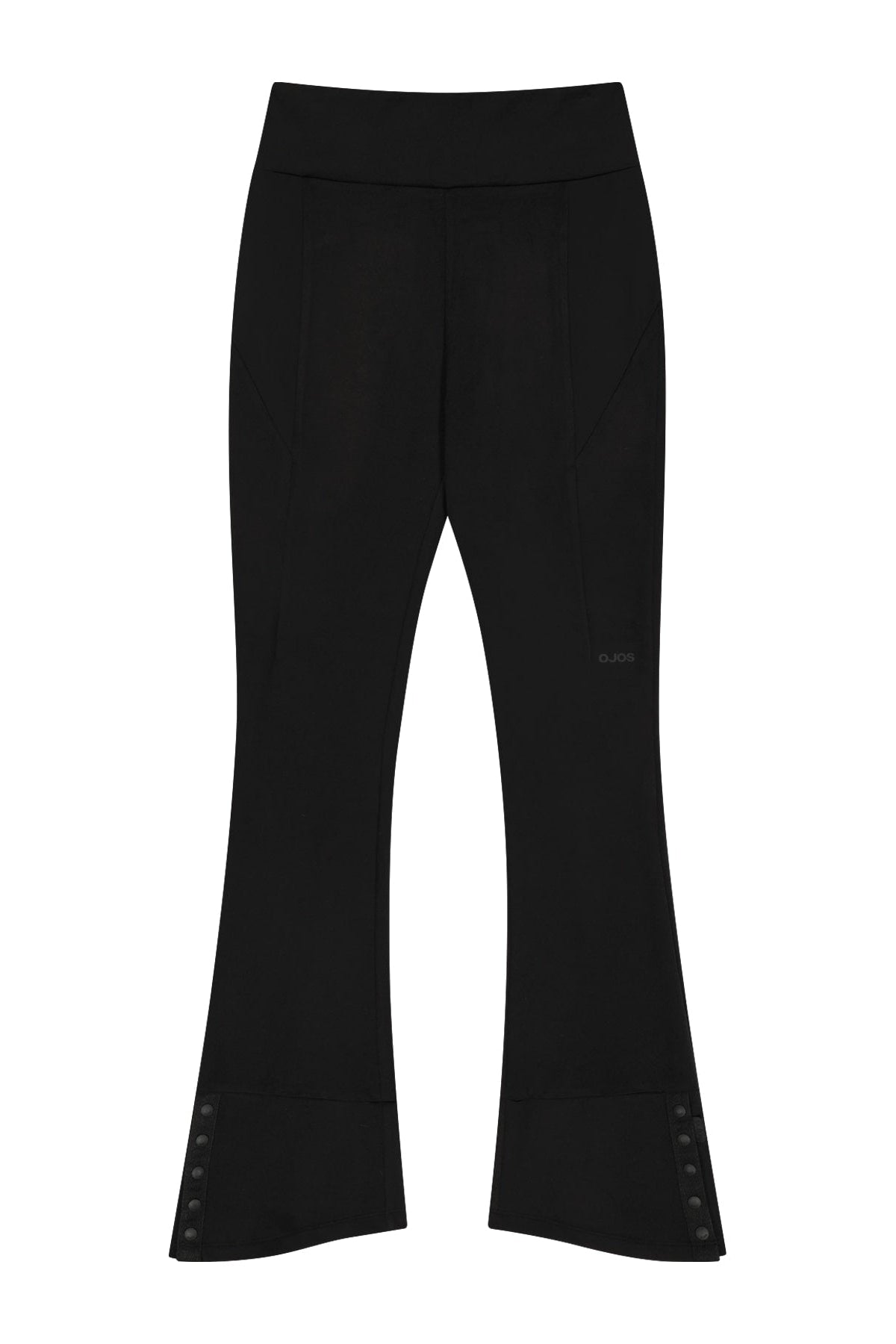 BUTTON SLIT BOOTCUT PANTS - BLACK