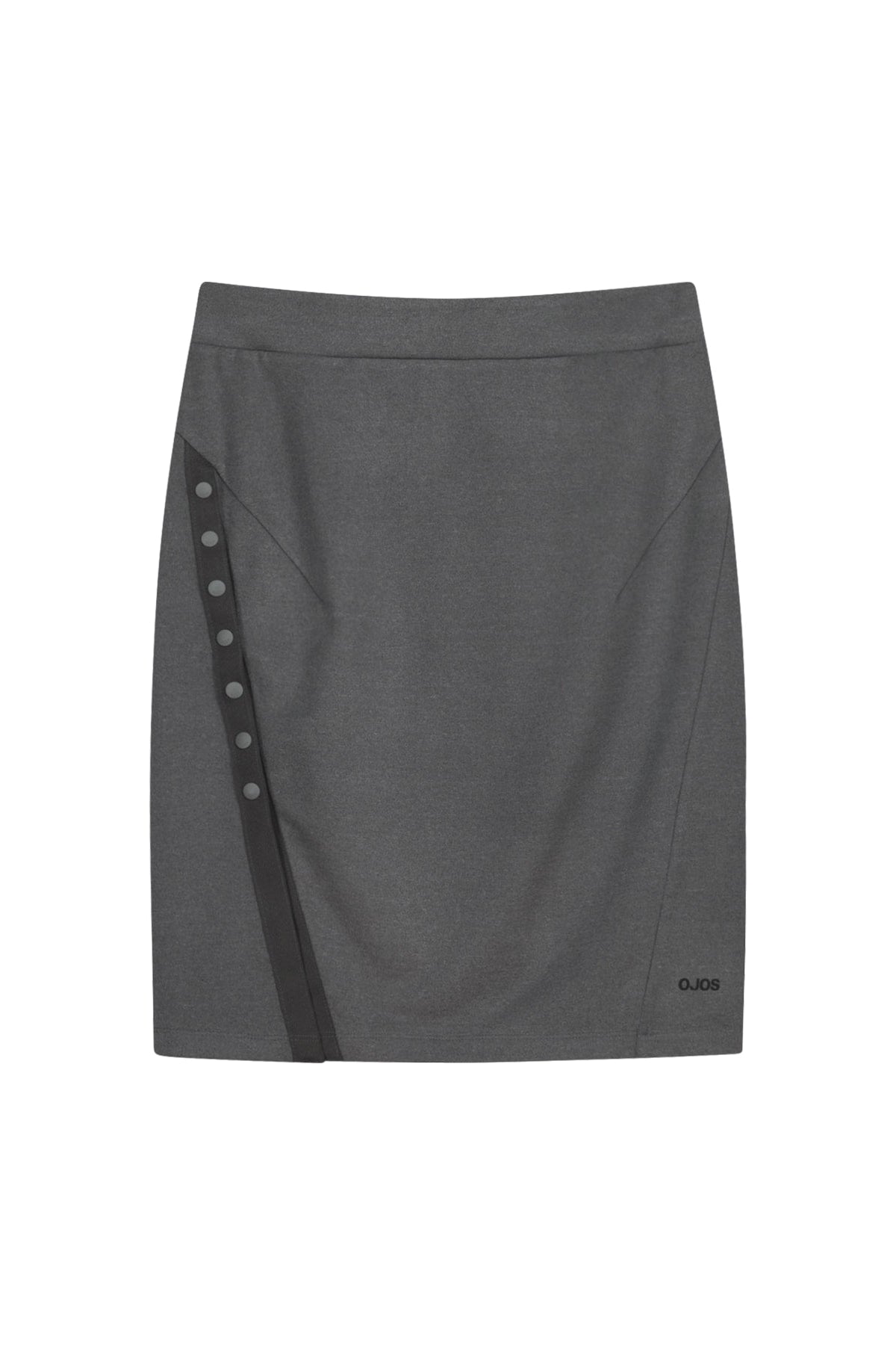BUTTON SLIT MIDI SKIRT - GREY