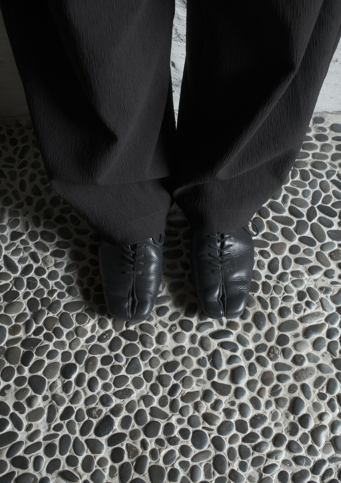 RONIN BLACK LACE UP LEATHER FLATS