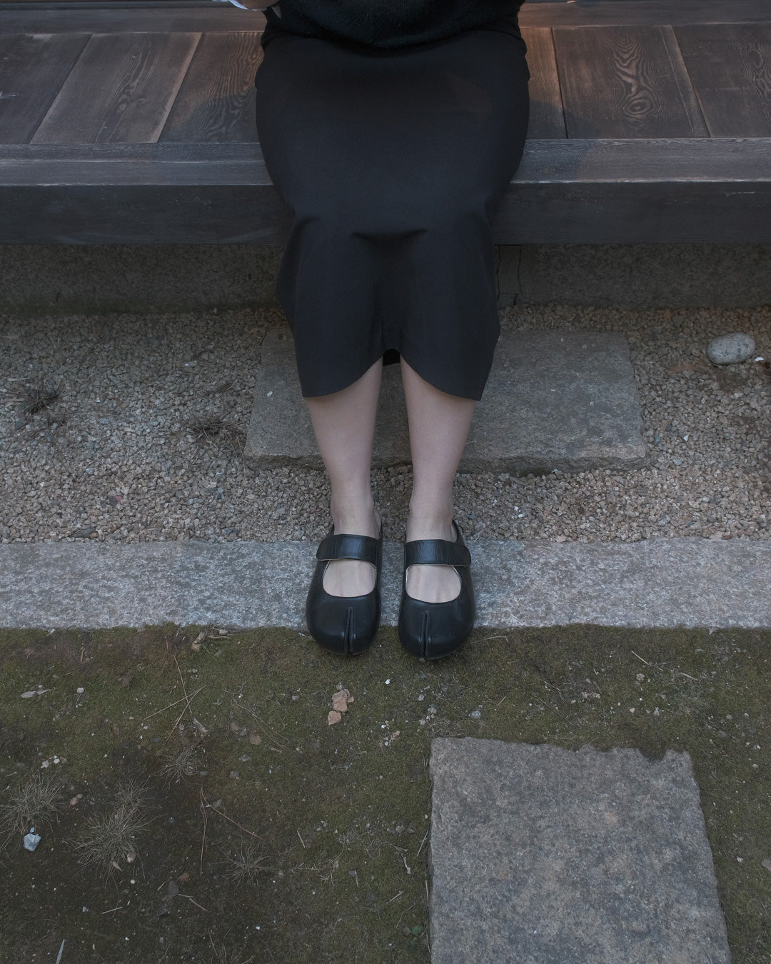 HARUI BLACK MARY JANE TABI FLATS