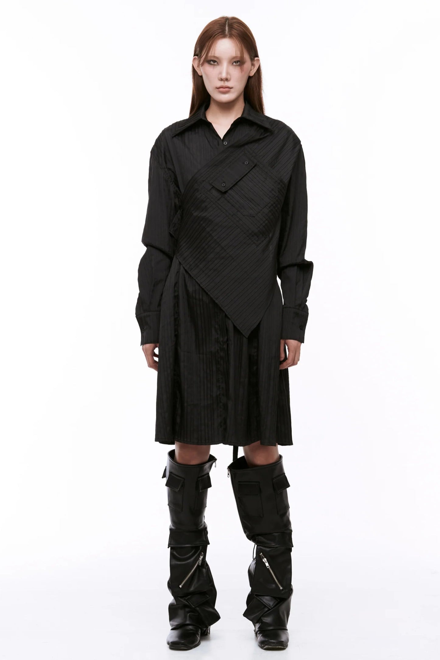 ARTSDEBASE DRAPING ONE-PIECE BLACK