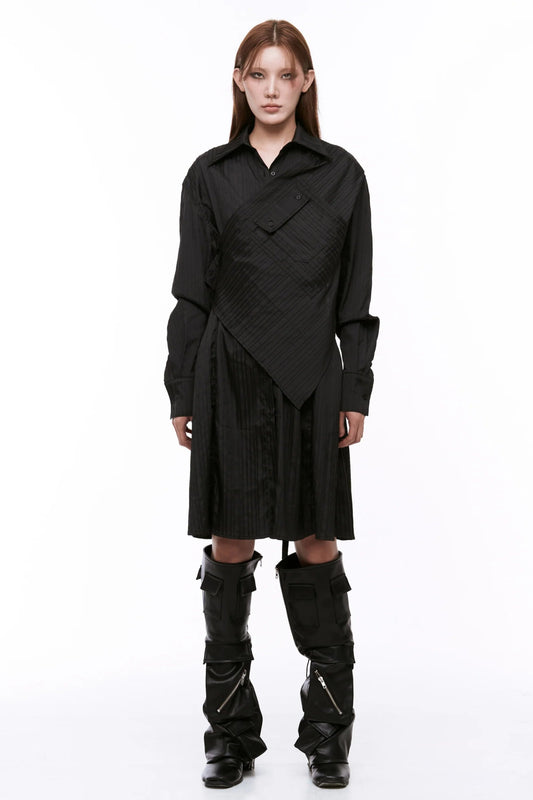ARTSDEBASE DRAPING ONE-PIECE BLACK