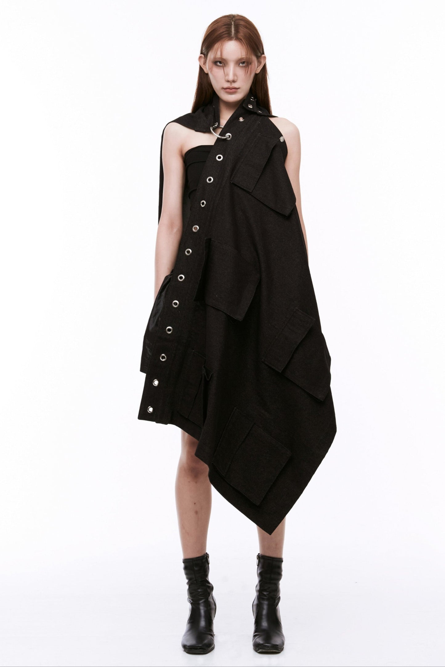 ARTSDEBASE DENIM WRAP SKIRT CAPE