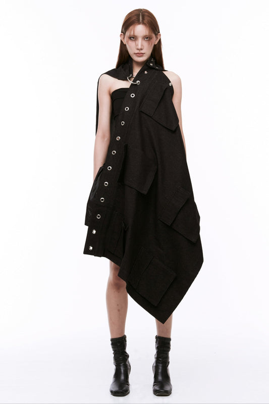 ARTSDEBASE DENIM WRAP SKIRT CAPE