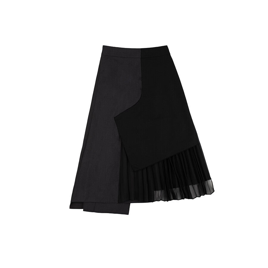HERRINGBONE COMBO PLEATED SKIRT
