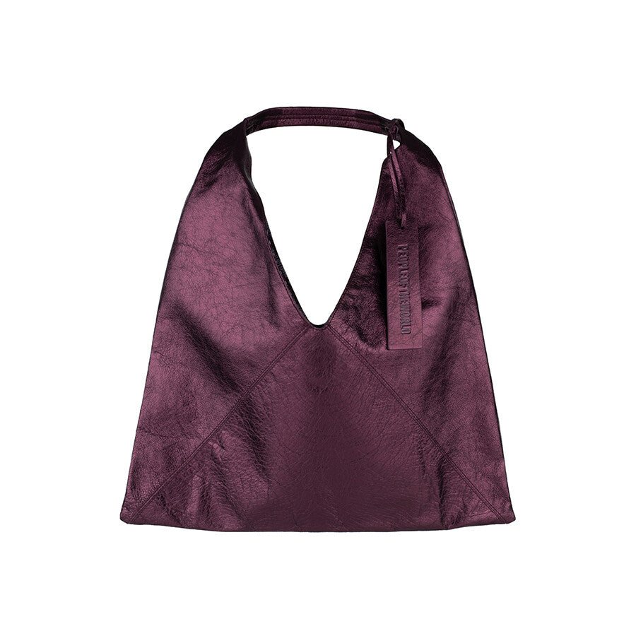 A PACK LEATHER SHOULDER BAG PLUM