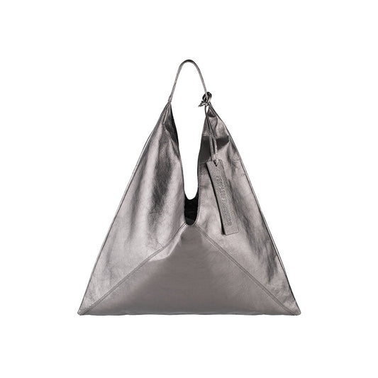 A PACK LEATHER SHOULDER BAG SILVER